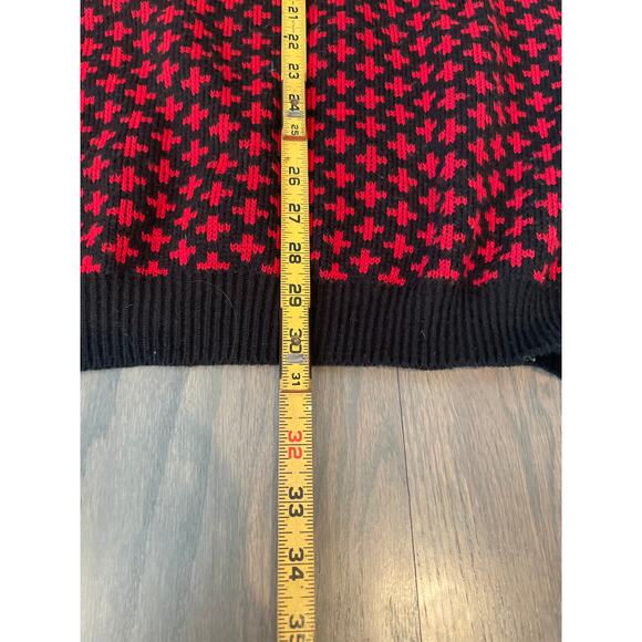 1990s Black-Red Sweater, Mervyn's, Size L, Acrylic, Jumper, ~ 220713-MEL 6 - Picture 6 of 9